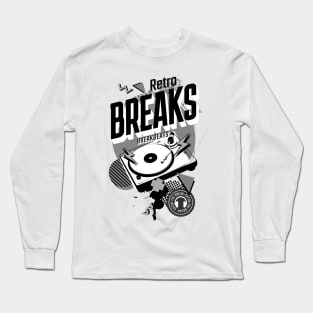 BREAKBEAT - Retro Breaks Turntable (Black/Grey) Long Sleeve T-Shirt